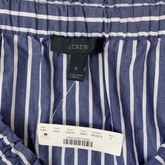 NWT J. Crew Striped Off Shoulder 3/4 Puff Sleeve Top In Blue & White - Picture 5 of 8